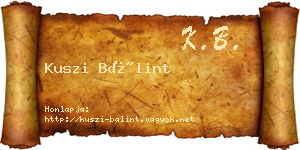 Kuszi Bálint névjegykártya
